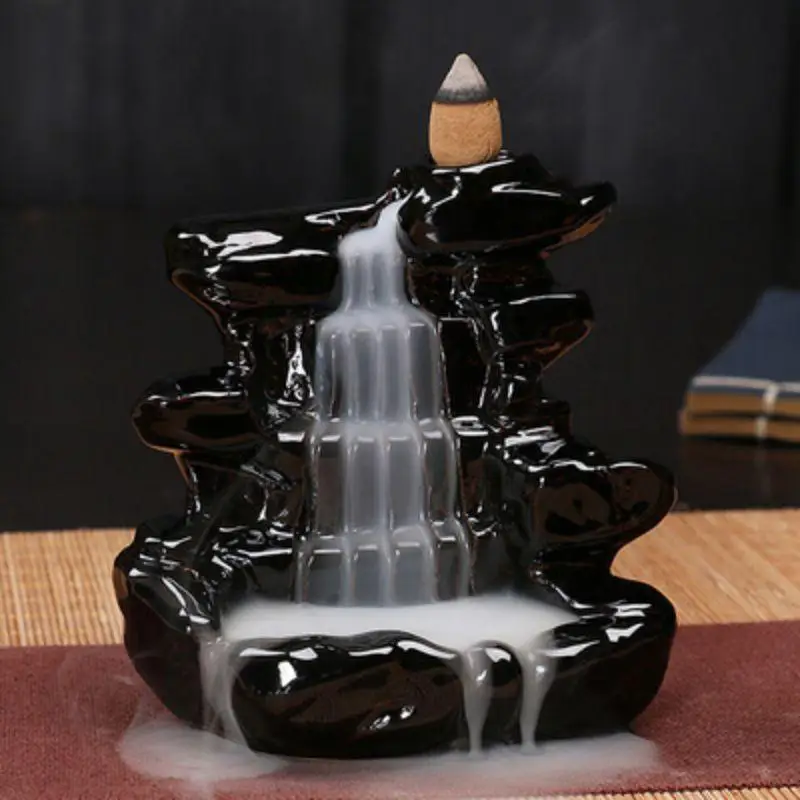 

Backflow Stick Incense Burner Backflow Waterfall Smoke Ceramic Censer Creative Home Decor Yoga Meditation Home Decoration