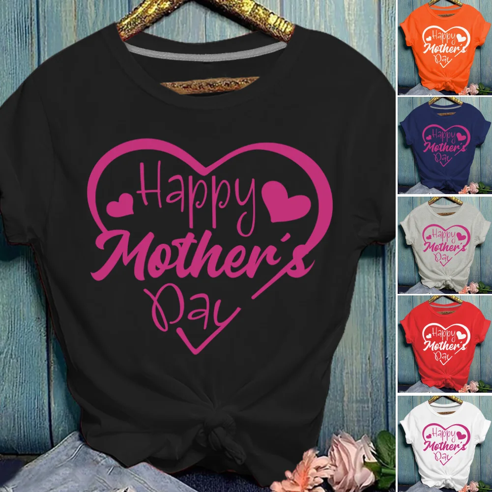 Женская летняя повседневная футболка для мамы размера плюс с коротким рукавом и