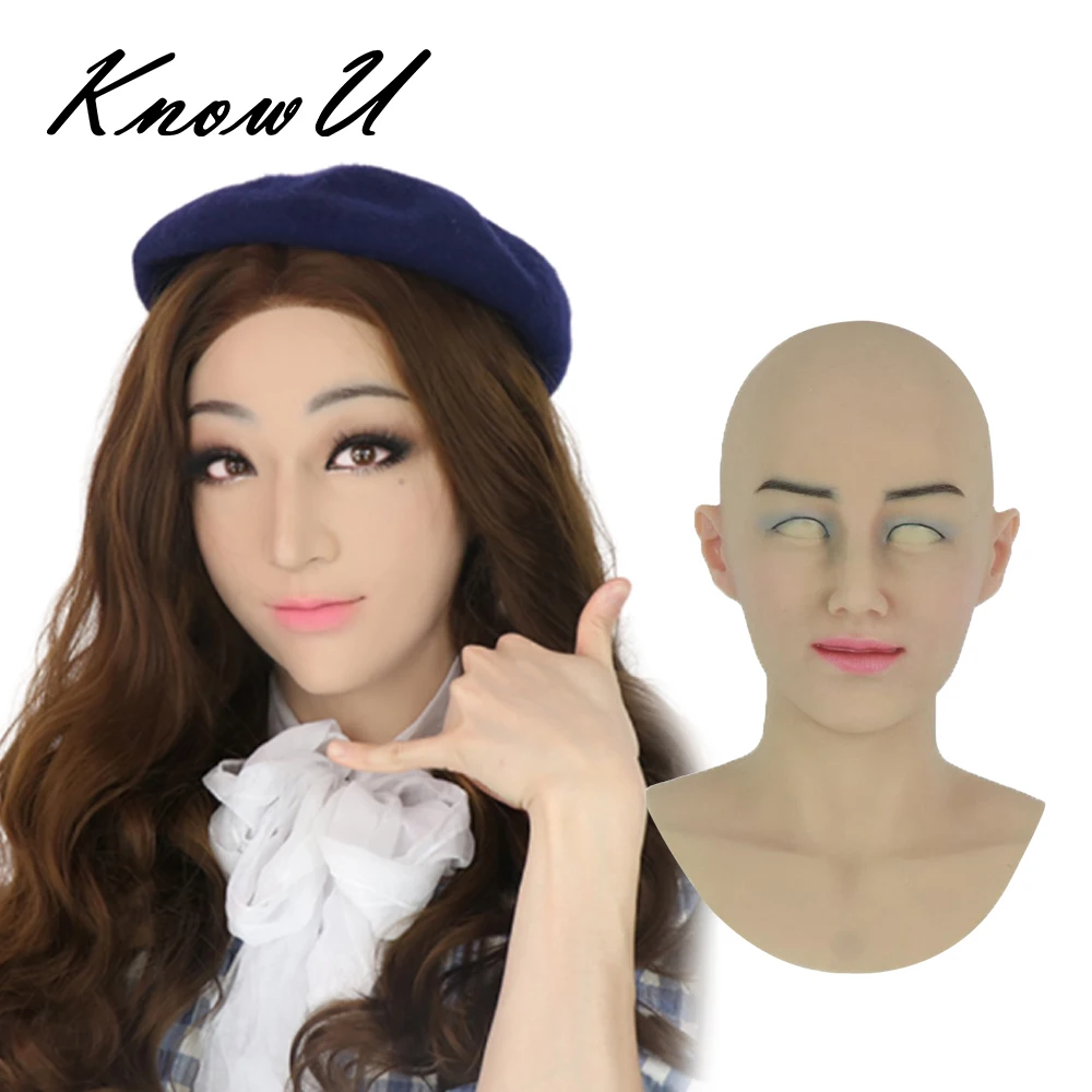 

Косплей-Трансвестит KnowU Mia Femalemask с шеей, силиконовый Трансвестит, головной убор MTF