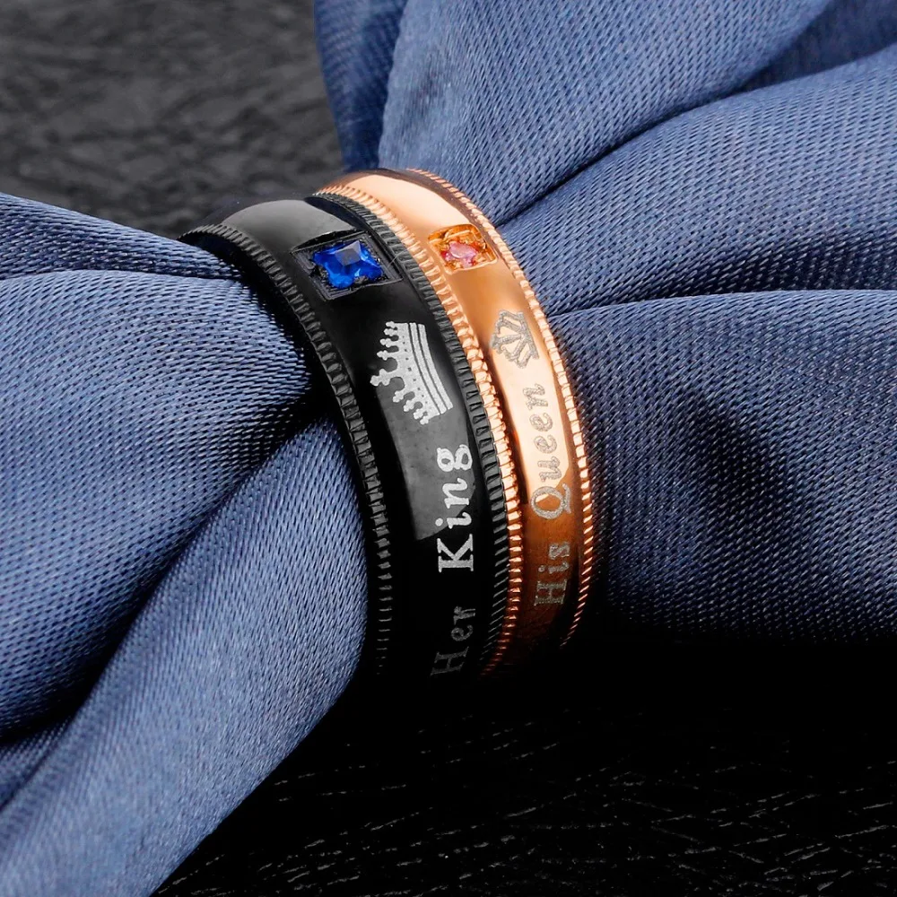 JHSL Нержавеющая сталь европейский стиль ее король его королева Пара Кольца