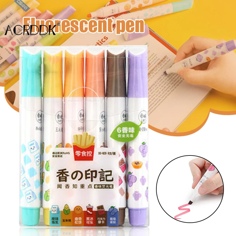 

Ароматный хайлайтер 6 разных цветов, набор ручек с толстым наконечником для студентов, дома, офиса FL