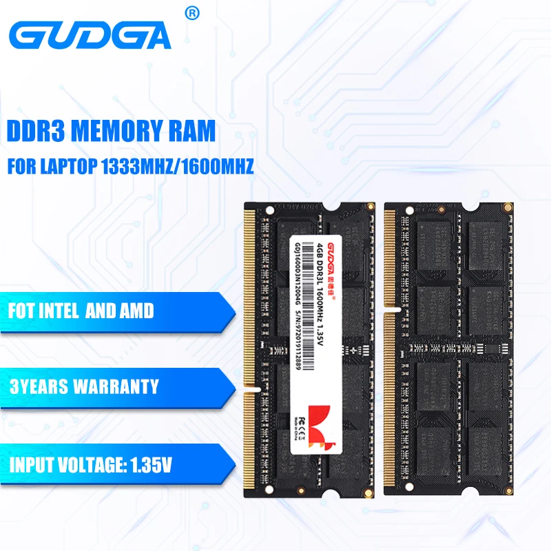 

Оперативная память GUDGA Ddr3 8 ГБ 4 ГБ 2 Гб Sodimm DDR3L оперативная память для ноутбука s 1,35 в 1600 МГц 1333 МГц 204PIN для Intel AMD ноутбука Acer 8942G ddr3 оперативная п...