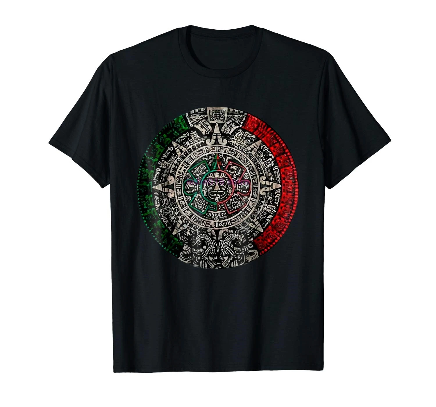 

brand men shirt Aztec Calendar Sun Stone Mexican Art Carving Maya Mayans