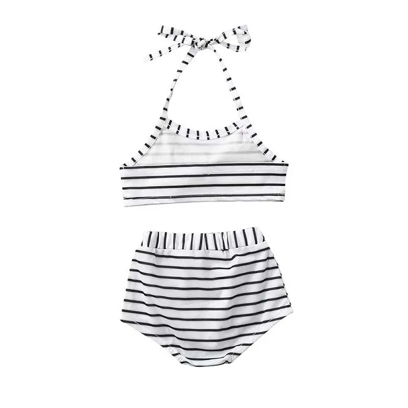 Летний купальный костюм для маленьких девочек топы в полоску с бантом