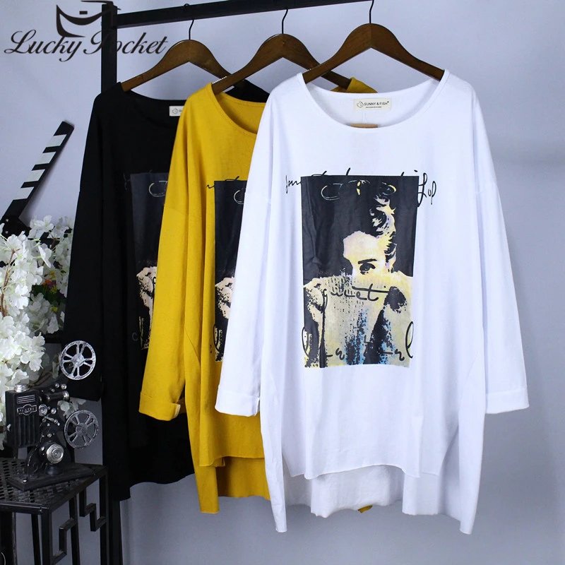 Женская футболка весна-лето новинка большие размеры свободная однотонная