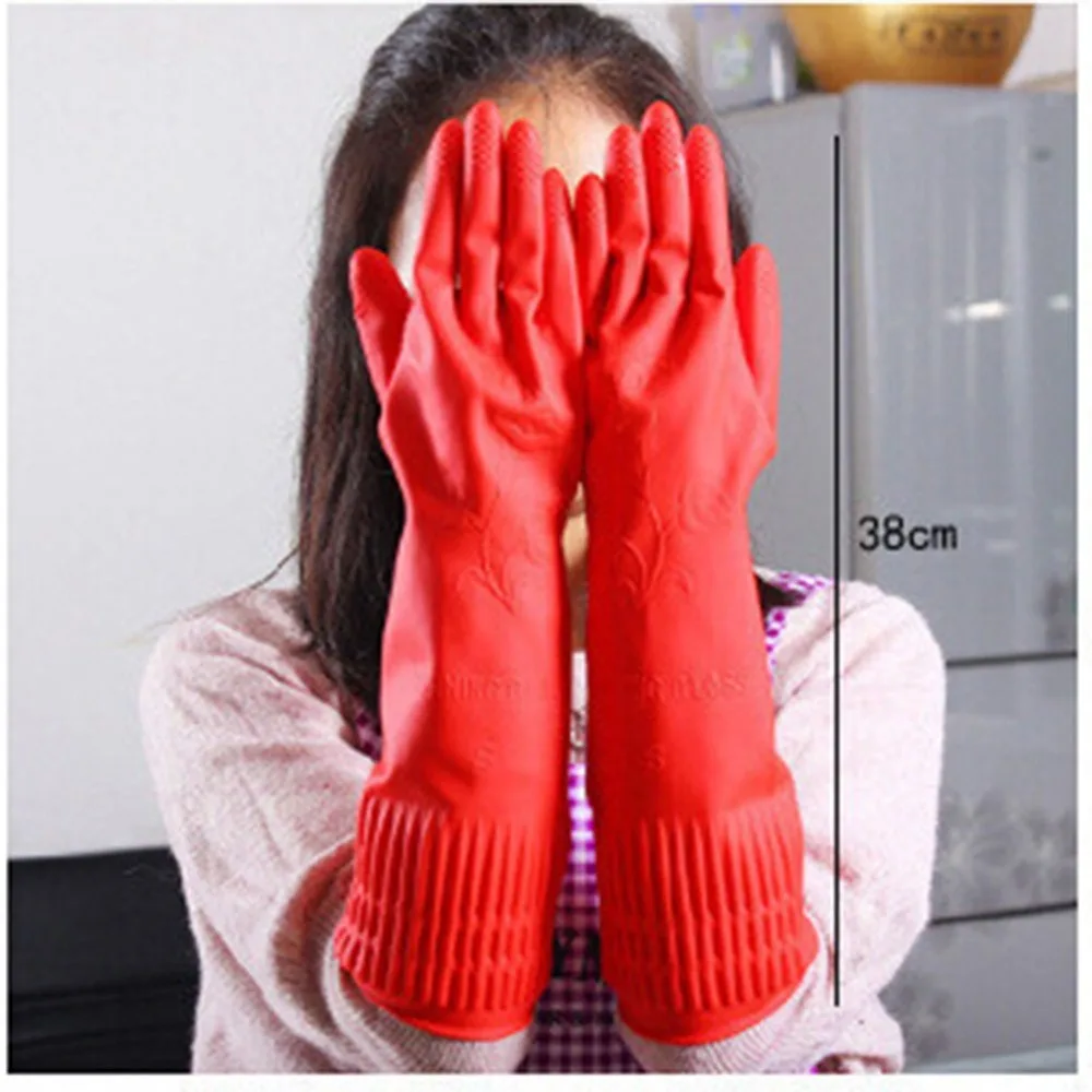 

Long Sleeve Rubber Latex Gloves Tool Red Kitchen Wash Dishes Cleaning Waterproof Cleaning Accessories