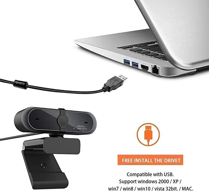 Веб камера 1080P HD веб с автофокусом для компьютера Cam Встроенный микрофон