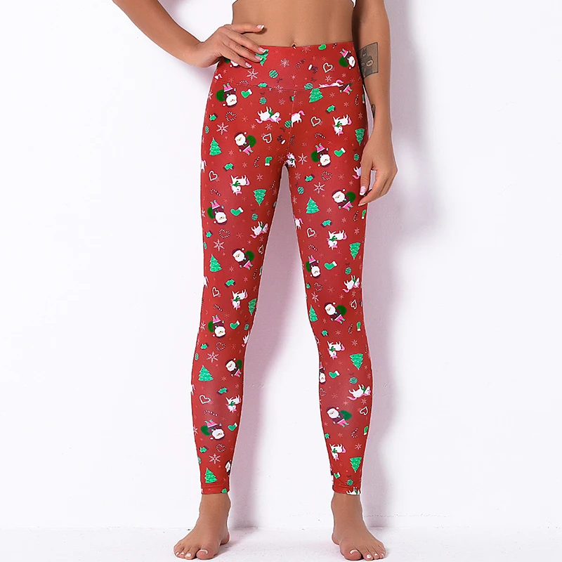

NORMOV New Women Christmas Series Leggings Sexy Silky Buttocks High Waist Elastic Printed Leggings Woman Push Up Leggins Female