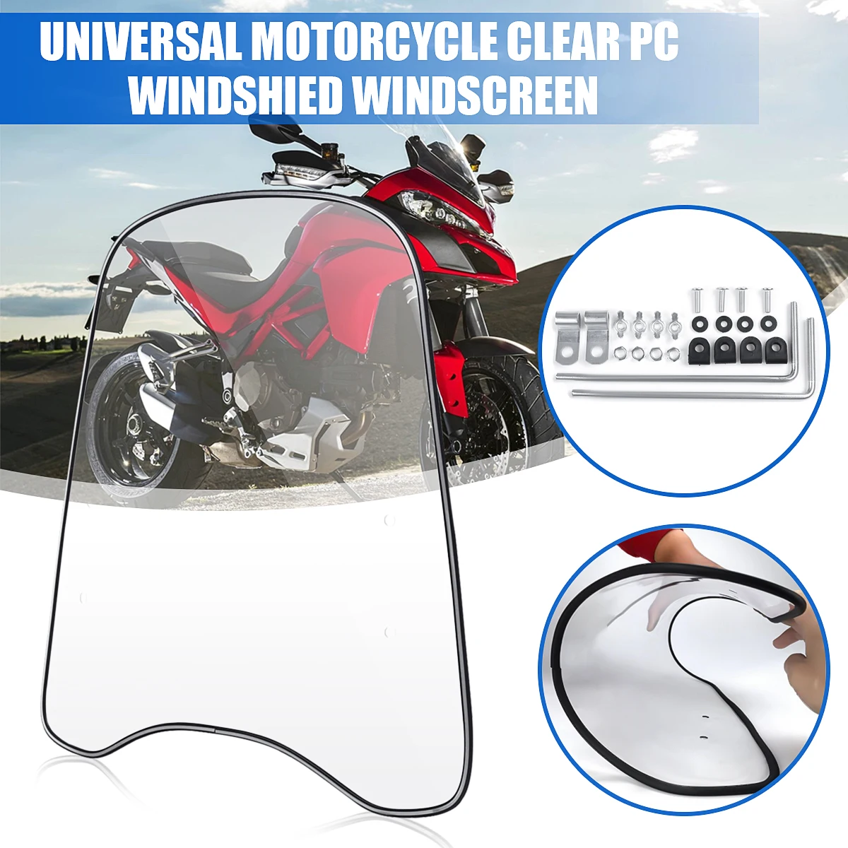 

New 2mm/3mm thick Universal Motorcycle Wind Cold Deflector Clear Transparent PC Plate Scooter Windshield Windscreen Wind Deflect