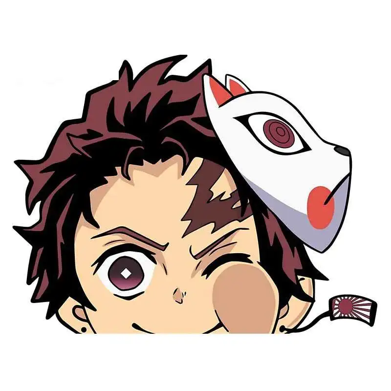 

13cm Anime Peeker Funny Car Stickers for Demon Slayer Waterproof Vinyl Auto Decal Occlusion Scratch