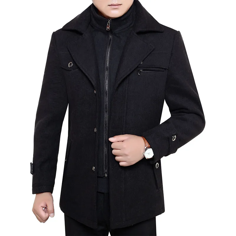 Мужское зимнее шерстяное пальто 2019 высокое качество Смарт Бизнес Стиль