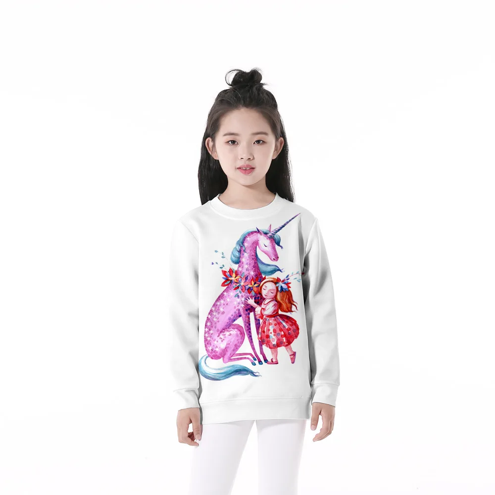 

Kids Clothes Boy Girl Sweatshirt Baby Girl Fall Winter Knitting T-shirt Long Sleeve Cartoon Pink Unicorn Leisure Home Clothes