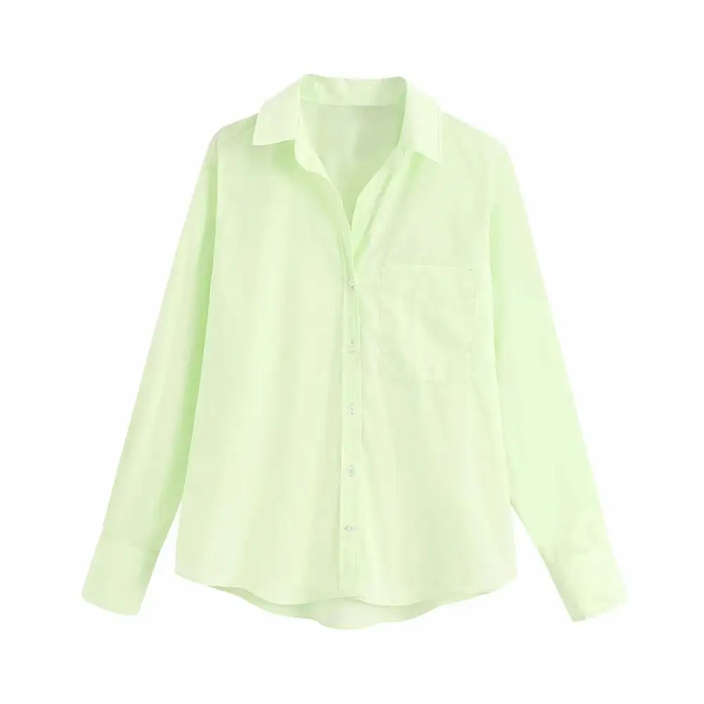 Новая женская летняя рубашка светло зеленые топы из поплина повседневные