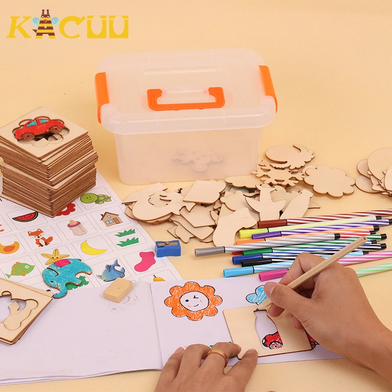 

100Pcs Baby Toys Drawing Toys Painting Stencil Templates Coloring Board Children Creative Doodles Early Learning Education Toys