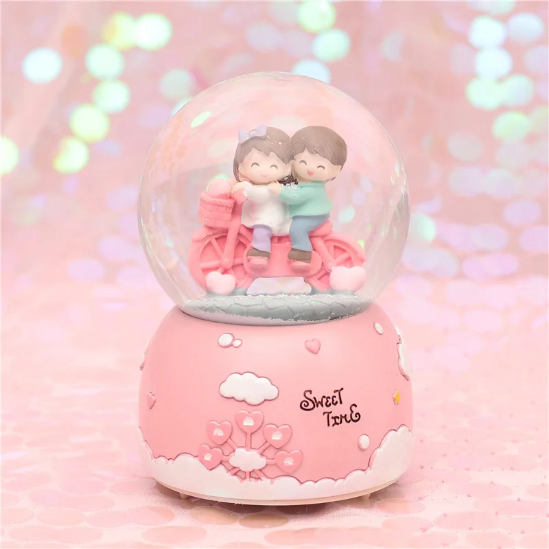 Романтическая пара хрустальных снежных шаров стеклянная музыкальная шкатулка