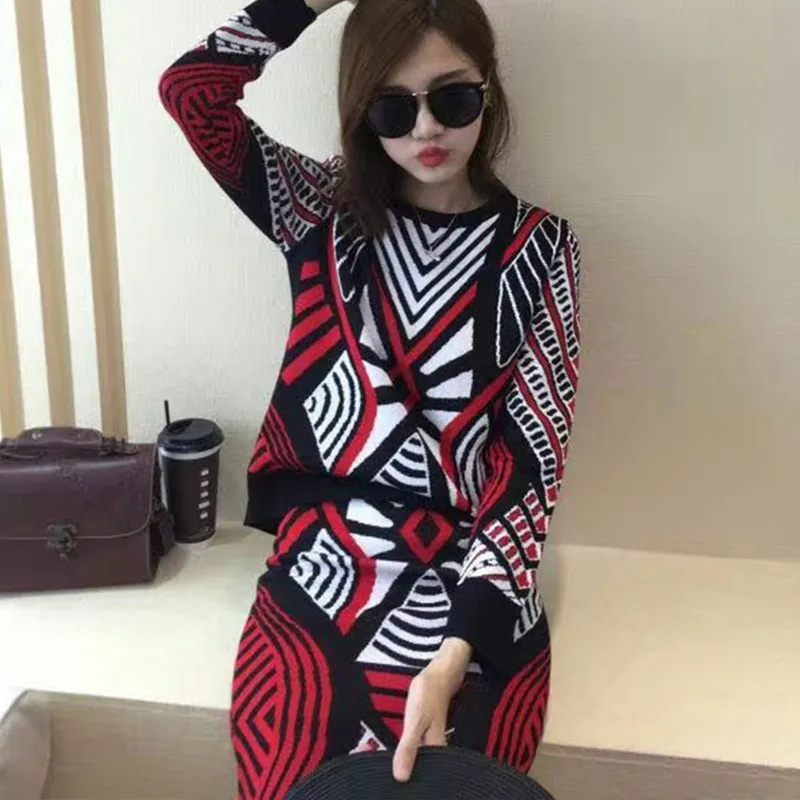 Женский трикотажный комплект из 2 предметов повседневный свитер с