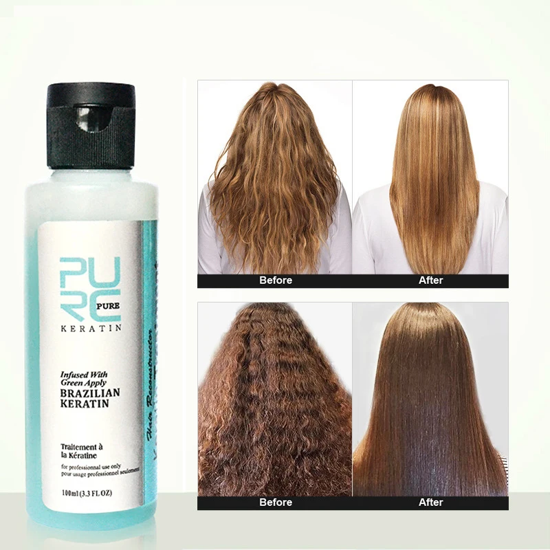 

2pcs*100ML Brazilian Keratin Treatment Repair Damage Frizzy Hair High Quality Reject injury New Apple Flavor 3.7%