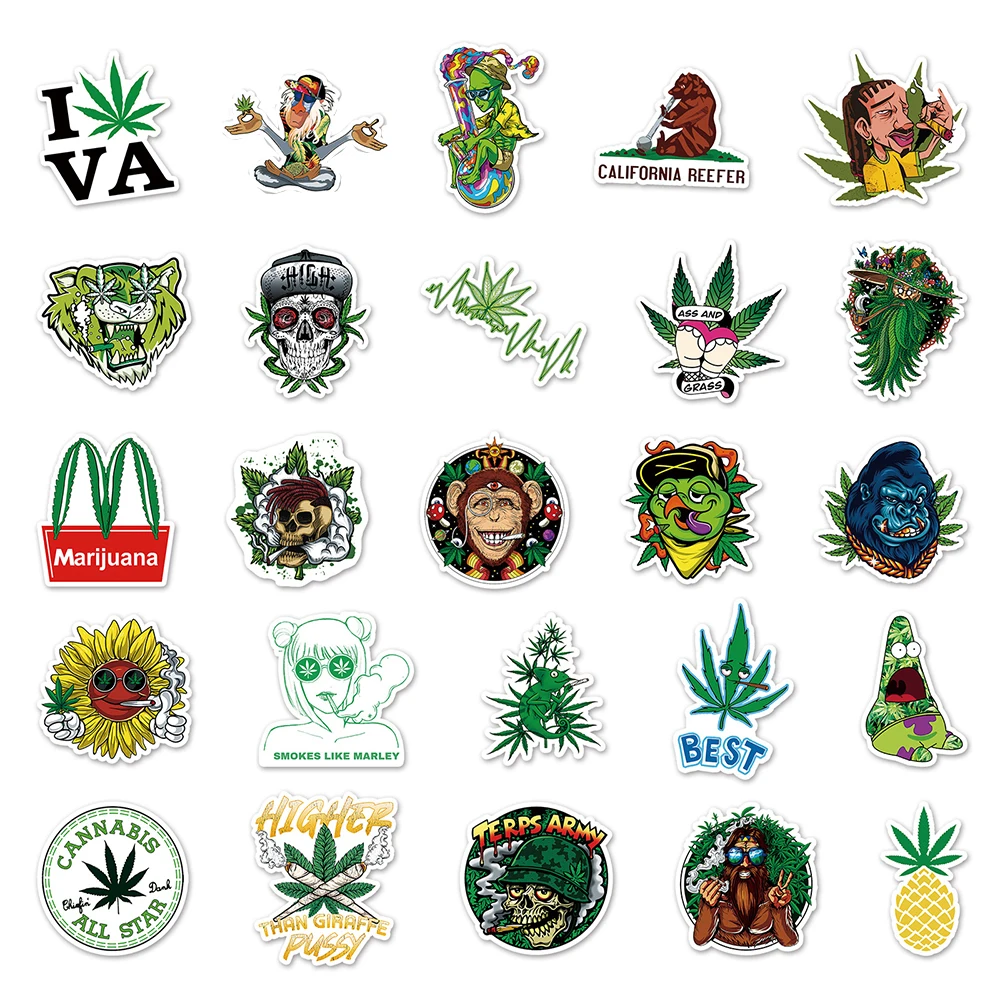 103050pcs funny characters leaves weed smoking graffiti stickers laptop car skateboard guitar motorcycle cool sticker kids toy free global shipping