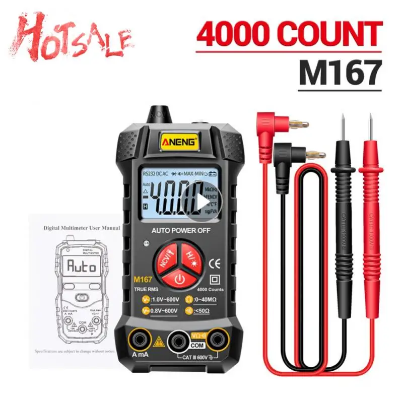 

ANENG M167 Digital Mini Multimeter AC/DC Electrical Instruments Tester Auto Multimetro True Rms Transistor NCV Multi Meter Tools