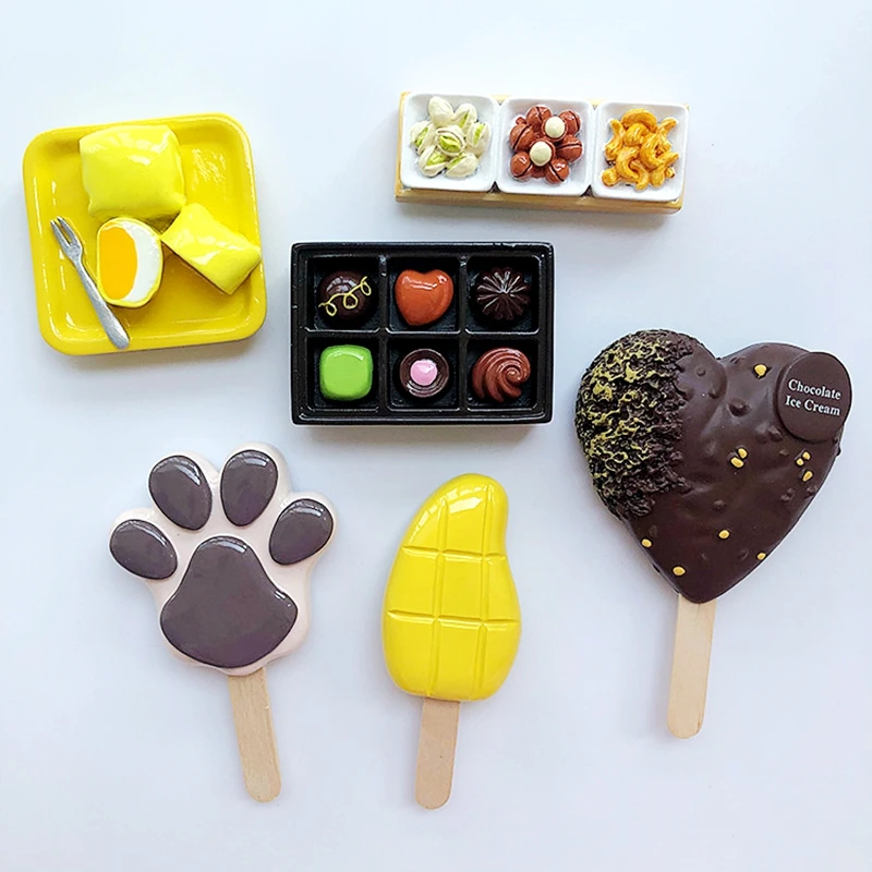 

New Hand painted Mango Chocolate Ice Cream 3D Fridge Magnets World Travel Souvenirs Refrigerator Magnetic Sticker Home Decor