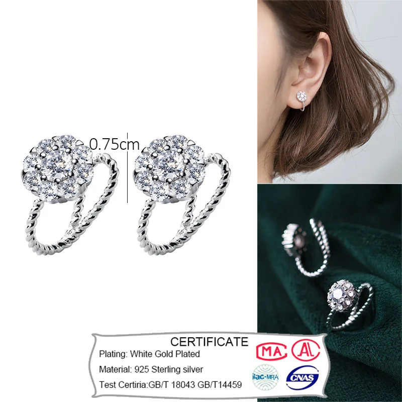 Trustdavis,, 925 пробы, серебро, Сияющие, CZ, каффы, клипсы, серьги для женщин, девушек, без серьги в стиле пирсинга, ювелирные изделия DA372