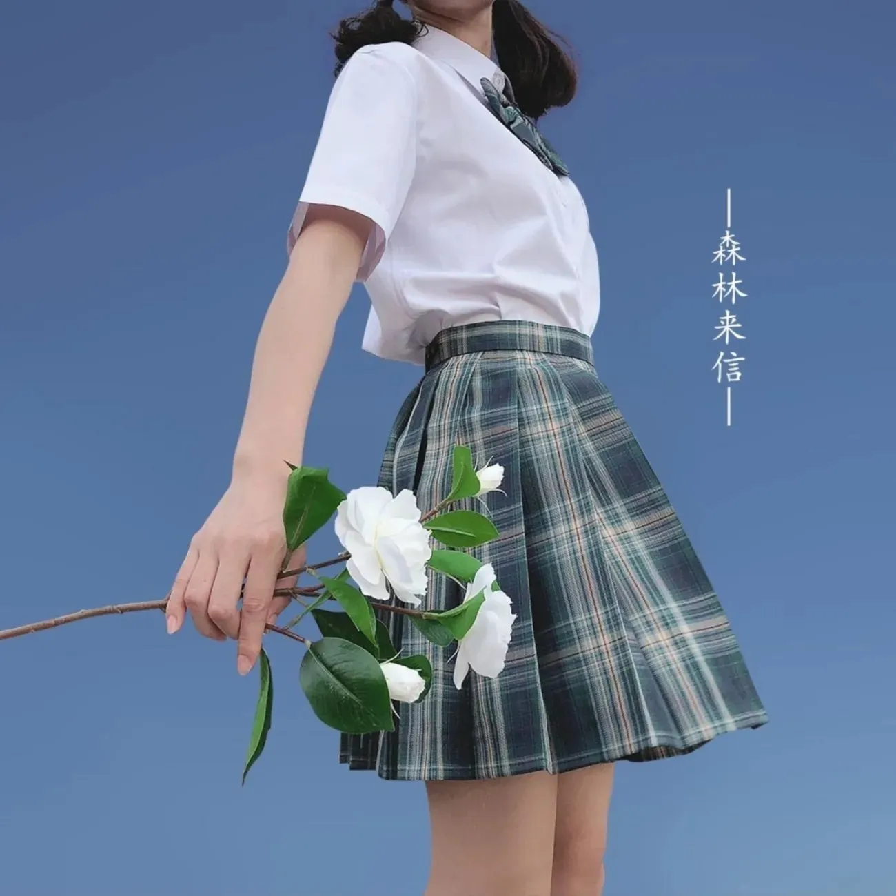 

[Letter From The Forest ] Girls Long/Short sleeve High Waist Pleated Skirts Plaid Skirts Women Dress JK School Uniform Students