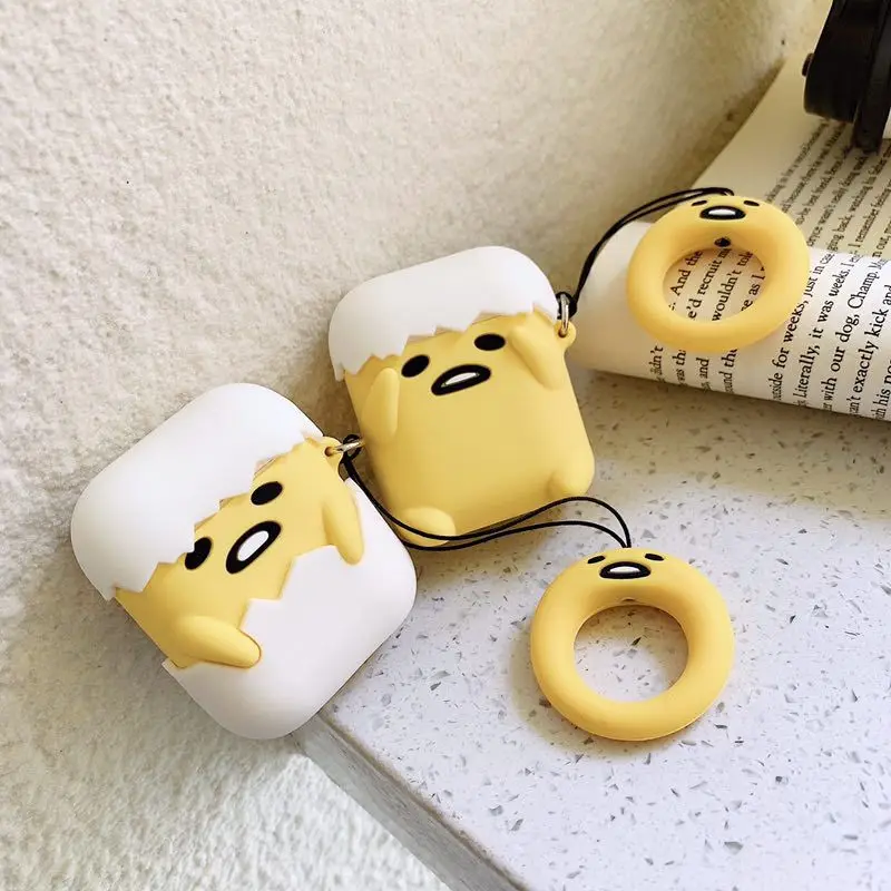 Мягкий силиконовый милый мультфильм стерео ленивый Gudetama Underdone/хорошо сделано Airpods защитный чехол купить один получить соответствующее кольцо бесплатно