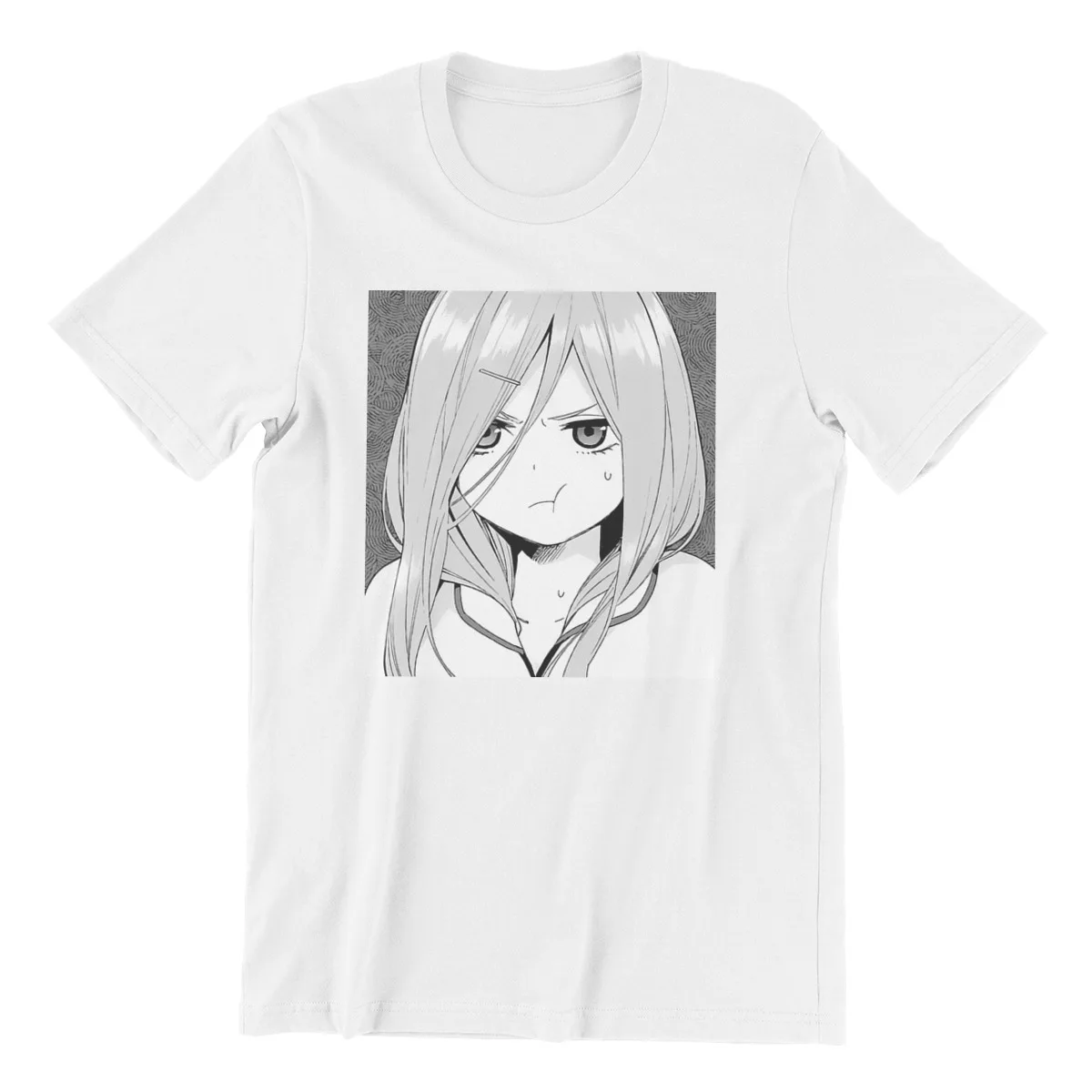 Высококачественная футболка с круглым вырезом из 100 хлопка надписью Miku Nakano Pouting |