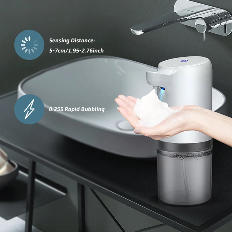 

400ML Automatic Soap Dispenser USB Rechargeable Touchless Hand Free Foam Liquid Soap Dispenser for Bathroom Kitchen