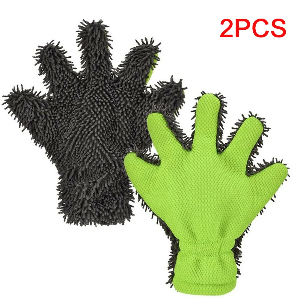 

Window Cleaning Glove Exterior Kitchen Double Sided Scrubbing Household Polishing Soft Microfiber Car Wash Mitt 5 Finger