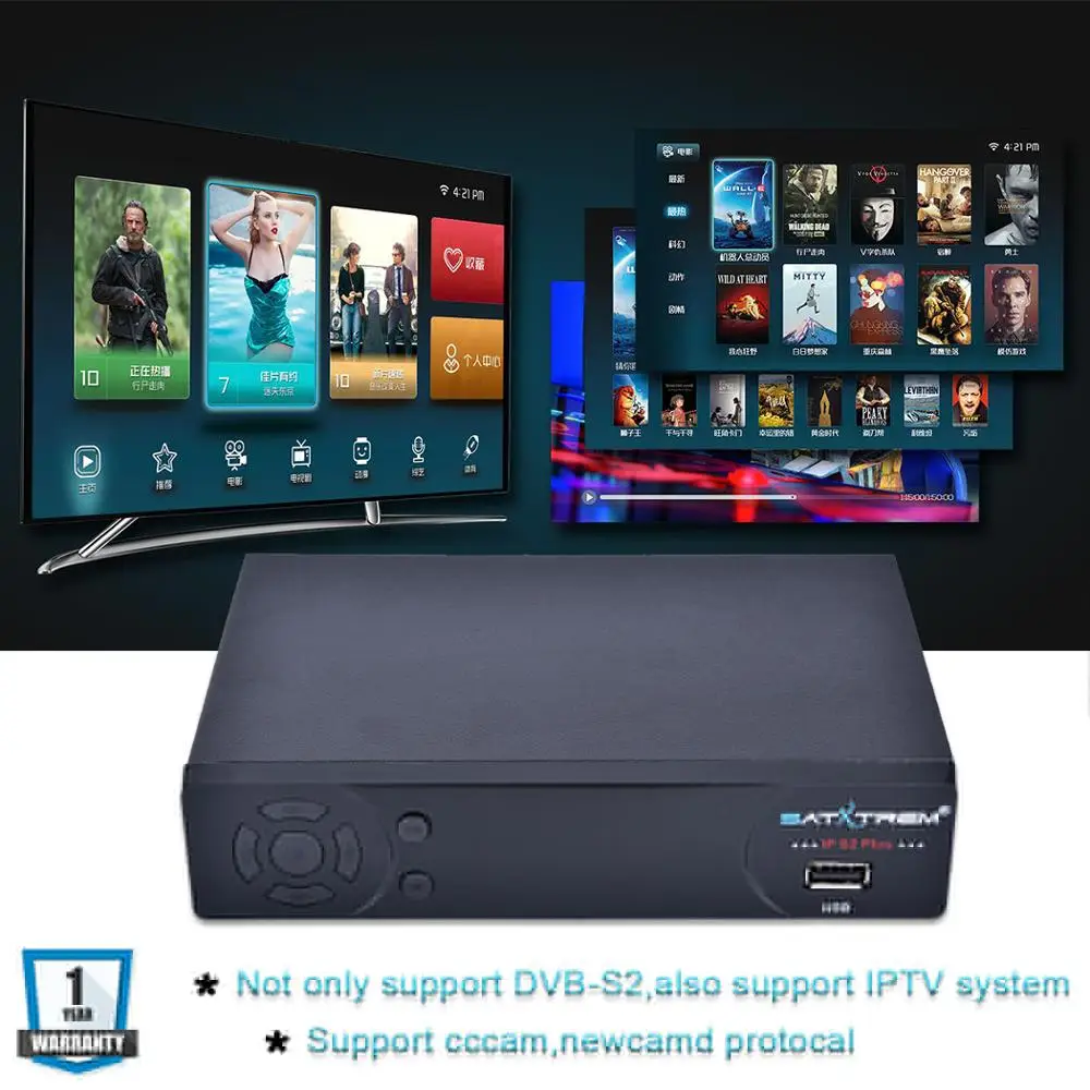 Satxtrem IPS2 спутниковый ресивер с MT7601 Ccam ТВ тюнер Vga IP ТВ Декодер рецептор Azamerica цифровой DVB S2 ТВ ресивер