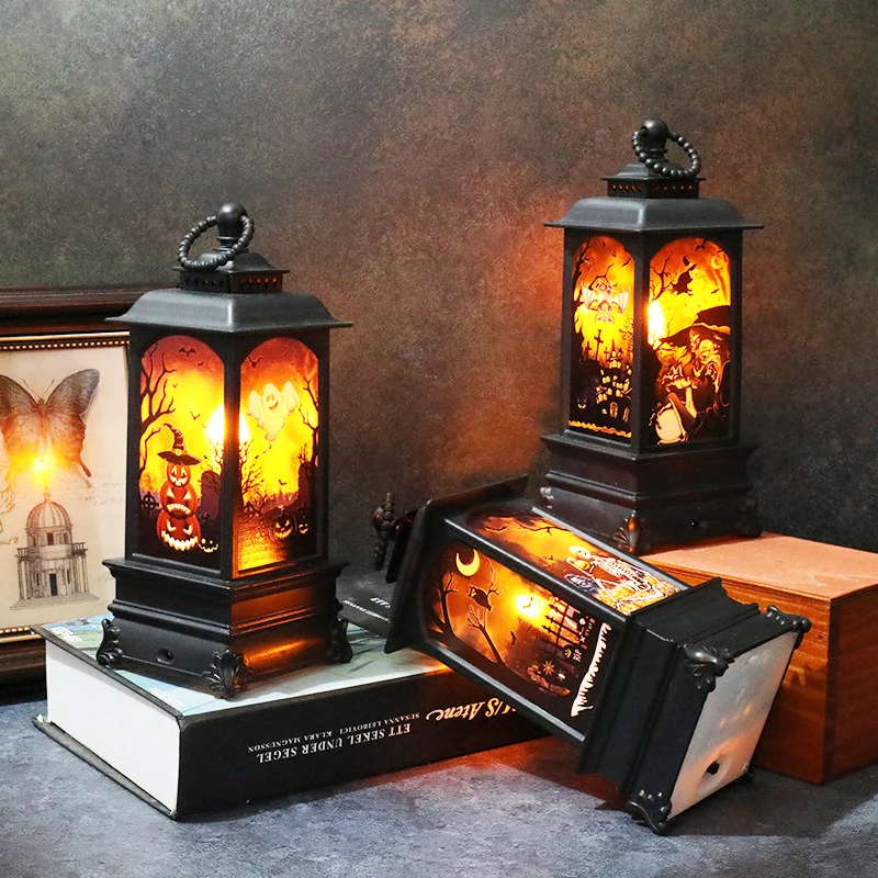 

New Halloween Flame Lantern Retro Portable Luminous Creative Pumpkin Lantern Halloween Horror Atmosphere Decorative Light