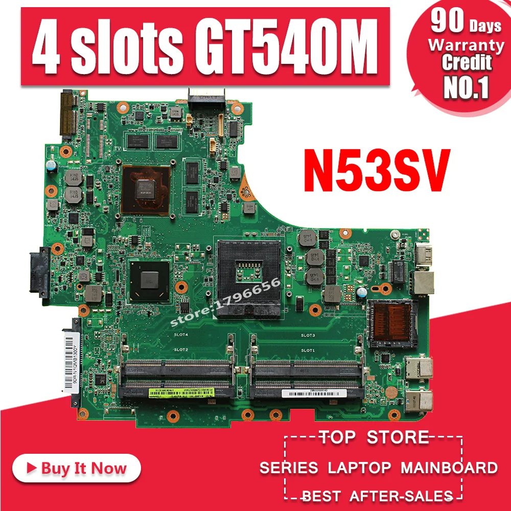 

Оригинал для For Asus N53S N53SV 4 слота GT540M USB3.0 2,0 N12P-GS-A1 HM65 PGA989 материнская плата для ноутбука 100% полностью протестирована