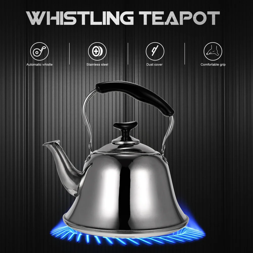 

1 Pc 2 Simple Whistling Kettle Multipurpose Storage Pot Teapot (Silver)