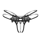 Женские прозрачные трусики-стринги с вышивкой и искусственным жемчугом