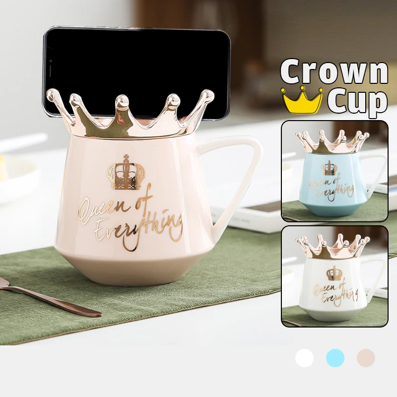 

Nordic Wind Pink Queen Of Everything Creative Crown Theme Milk Coffee Mugs Cartoon Crown Mugs Breakfast Cup Girlfriend Gift