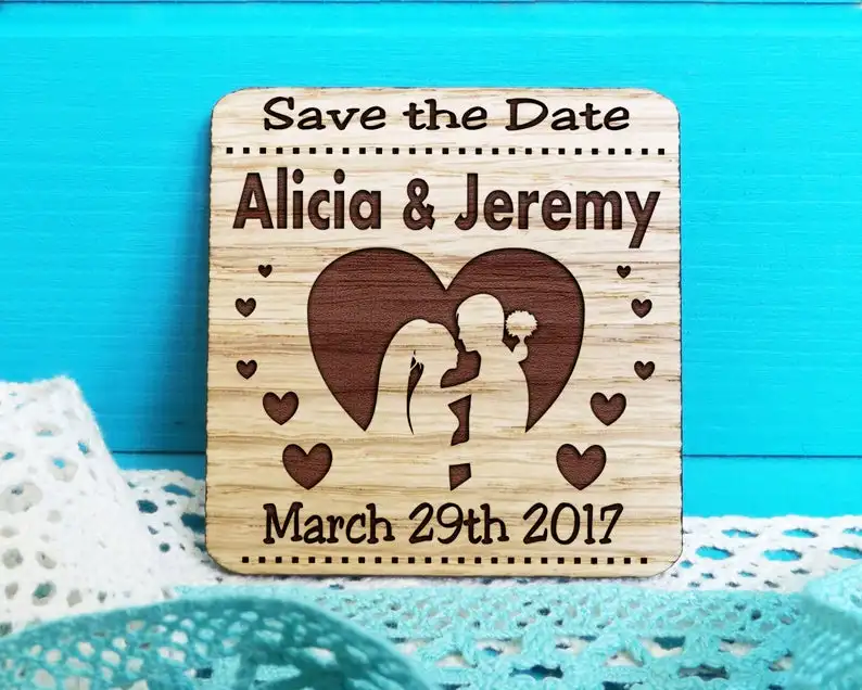 Save the Date Wedding сохранить магниты даты Выгравированные дату деревянный