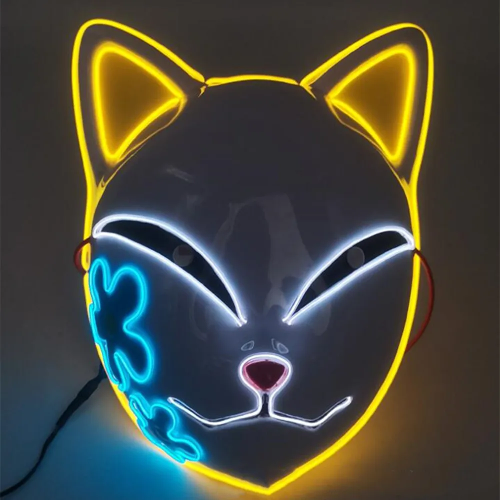 

Demon Slayer Tanjirou Mask Kimetsu No Yaiba Sabito Mascarilla Anime LED Masks Makomo Cosplay Masques