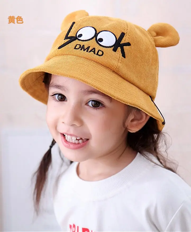 Детская мультяшная ведро шляпа с вышивкой осенне-зимняя шапка Милая ушками