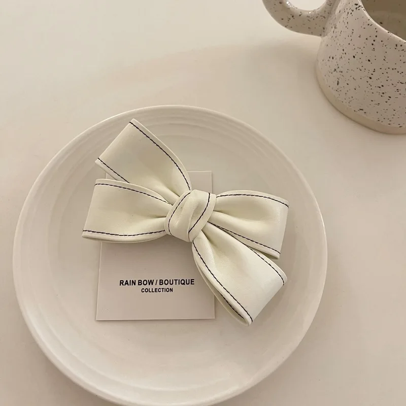 

Candy Color Leather Hair Clip For Cute Girl Scrunchie Barrette Slid Clip Hair Accessories Butterfly Big Hair Elastic Bow Vintage