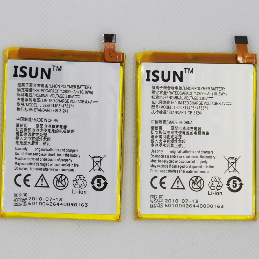 Аккумулятор ISUNOO Li3928T44P8h475371 для ZTE Blade A1 AXON Mini B2015 C880 C880A C880S Xiaoxian 3 2800 мА · ч | Мобильные