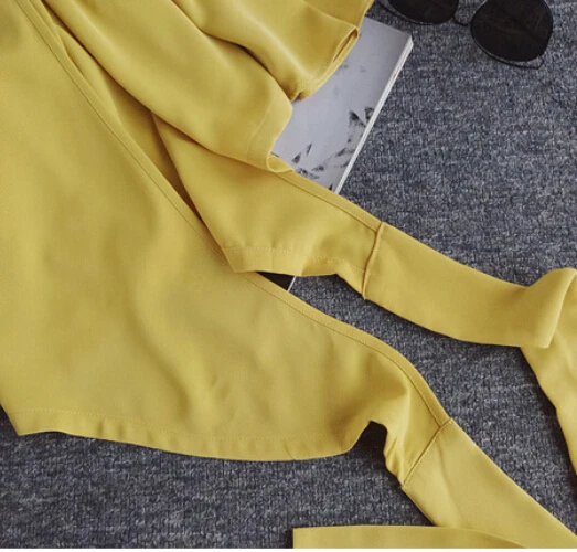 

Sweet Half Flare Sleeves Deep V-neck Bandage Bow Blouses Women Summer Autumn Crop Tops Chiffon Beach Short Shirts