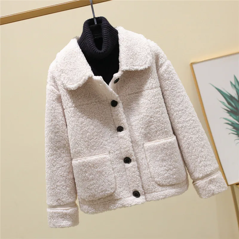

2020 Fall/Winter Sheep Shearing Coat Fur One-Breasted Lamb Wool Single-Breasted Ladies Jacket Casual Short Ladies Fur JacketB320