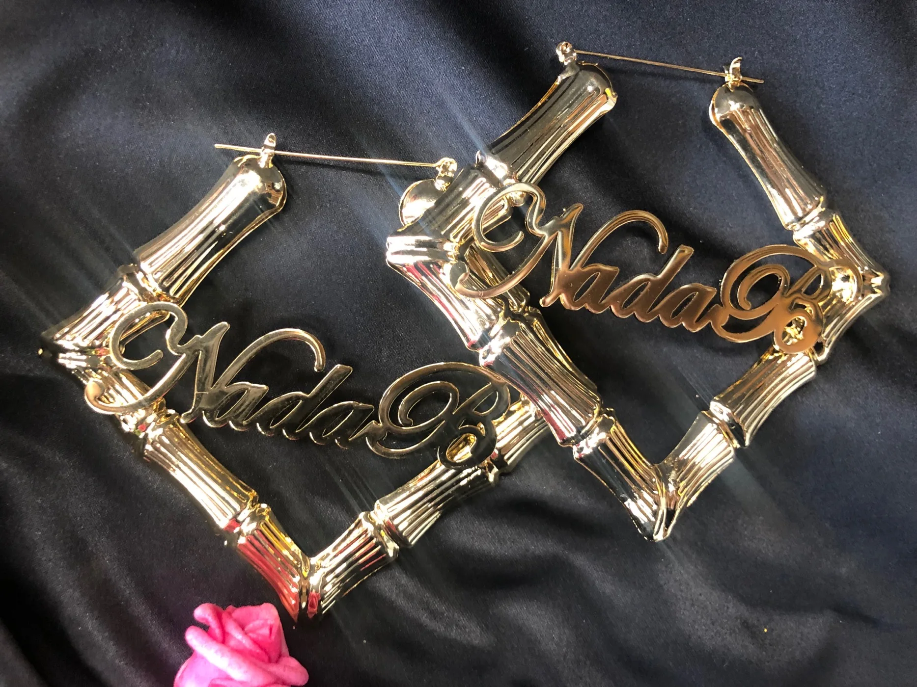 

Gosun 60mm XOXO Custom Bamboo Hoop Earrings Stainless Steel Custom Name Earrings Custom Bamboo Earring for Women Gif Jewelry Set