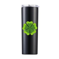 20oz coffee cup green flower double wall stainless steel mug cup water bottle car cup