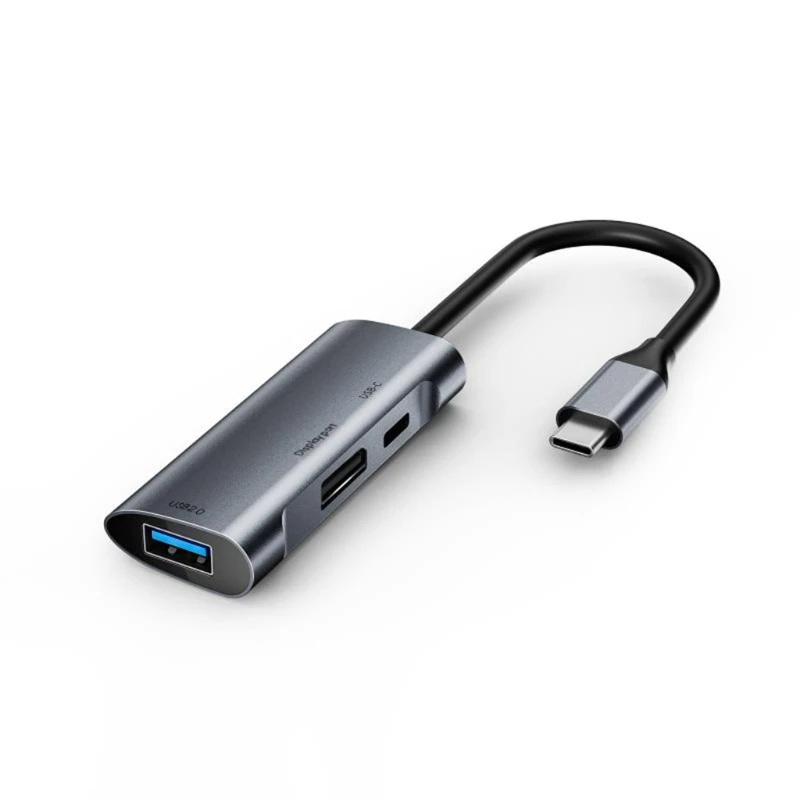 

Multi-Ports Type C USB Hub 3in1 USB2.0 Interface 4K 60Hz DisplayPort 480Mbps