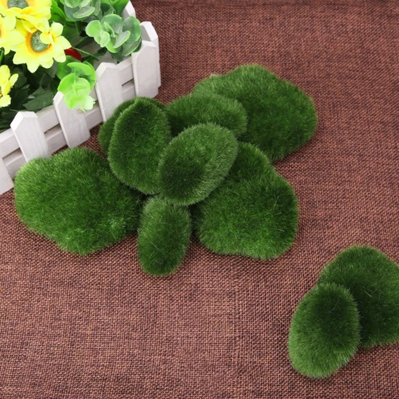 

8pcs/10pcs Artificial Moss Stones Grass Green Plant Home Garden Decor Landscape For Hotel, Restaurant, Lawn