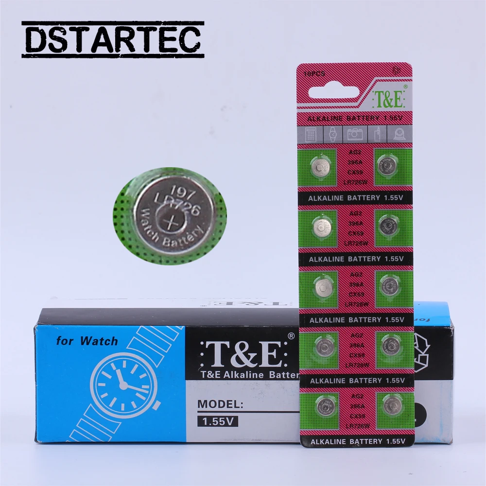 10pcs/card 30mAh 1.55V AG2 LR726 397 396A SR726 196 SR59W SR726SW Button Batteries For Watch Toys Remote Cell Coin Battery Etc |