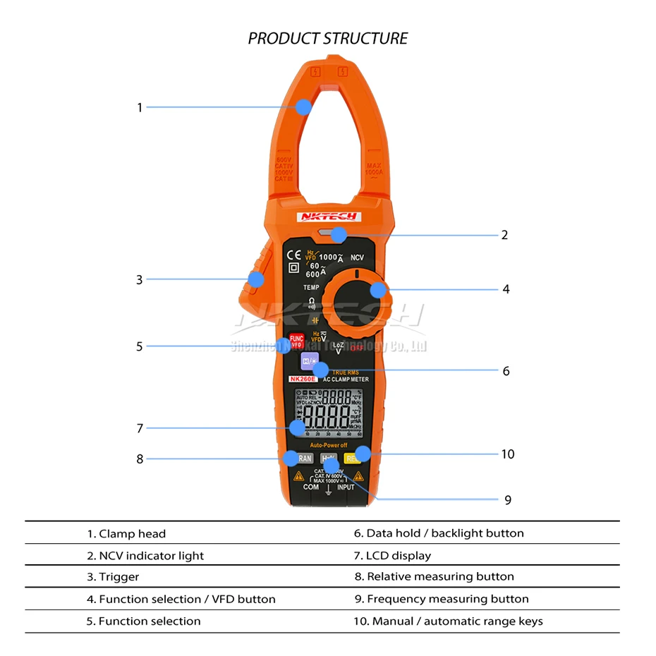 Цифровой зажим NKTECH NK260E аналоговый гистограмммный прибор для измерения