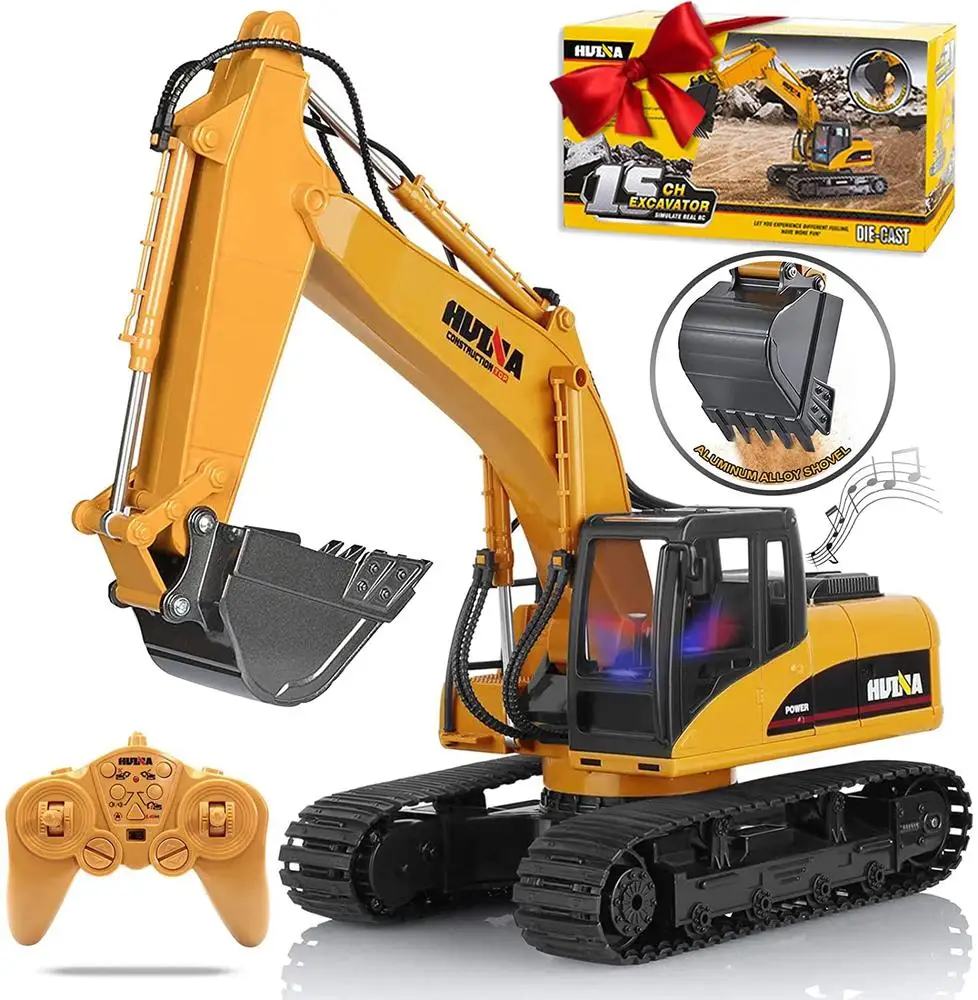 

Genuine HuiNa 1550 550 15CH Channel 2.4G 1/14 RC Car Toys 680 Degree Rotation Metal Excavator Cool Sound/Light Effect Truck